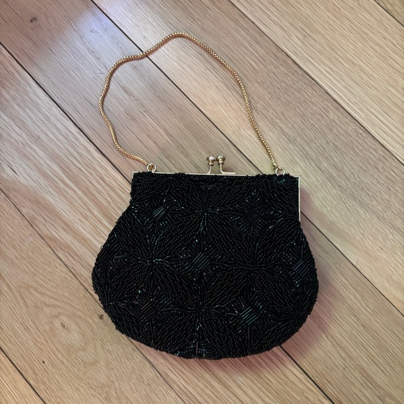 Vintage Black Beaded Clutch Purse for Women Formal Wedding Evening Bang - Picture 1 of 7